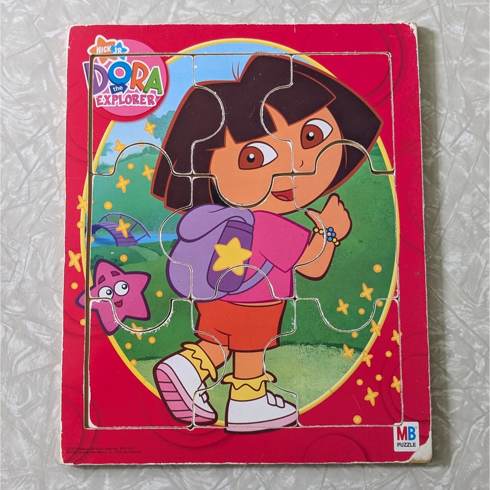 Dora the Explorer Wooden Tray Puzzle 12 Piece Nick Jr Milton Bradley Y2K Vintage
